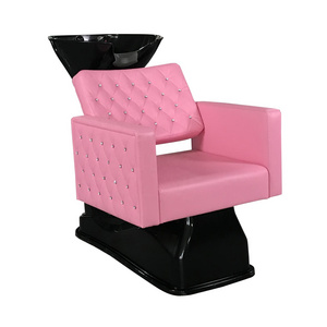 New Design Luxury Economic Pink Salon Hair Backwash Beauty Salon Furniture Shampoo Washing Sink Bowl Chair