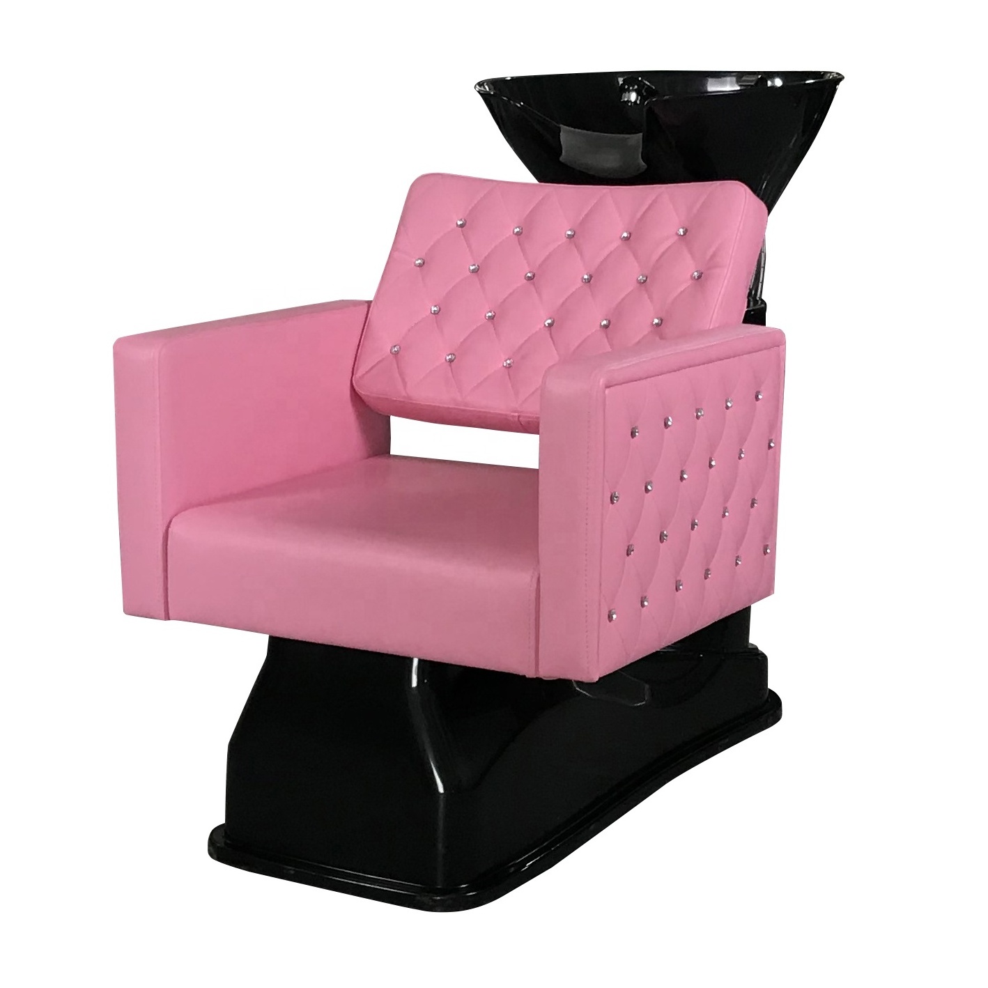 New Design Luxury Economic Pink Salon Hair Backwash Beauty Salon Furniture Shampoo Washing Sink Bowl Chair