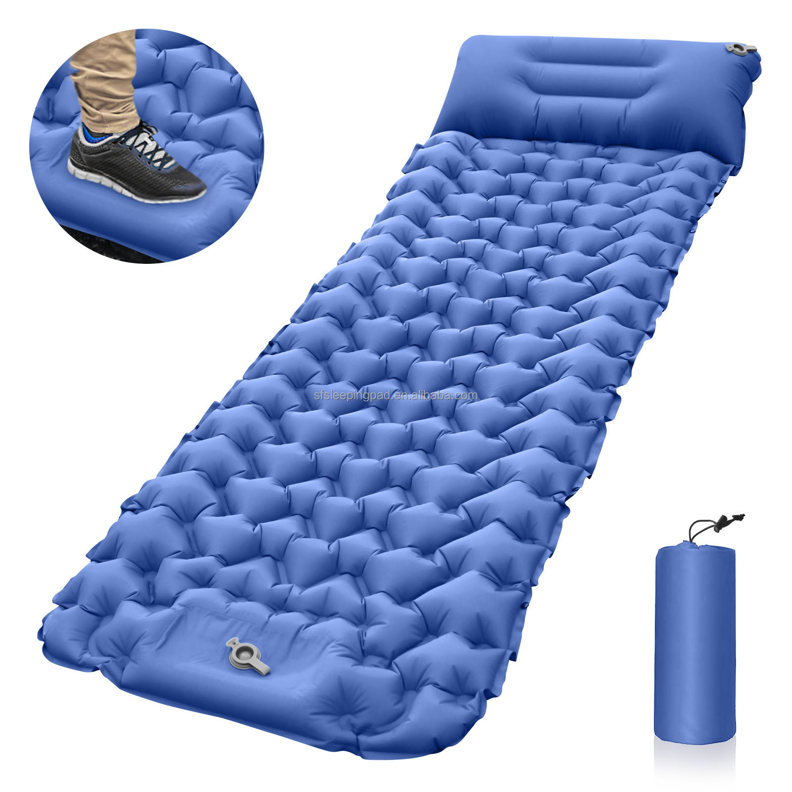 Wholesale Outdoor Self Inflating 40D Nylon TPU Air Mat Ultralight Air Mattress Camping Sleeping Pad