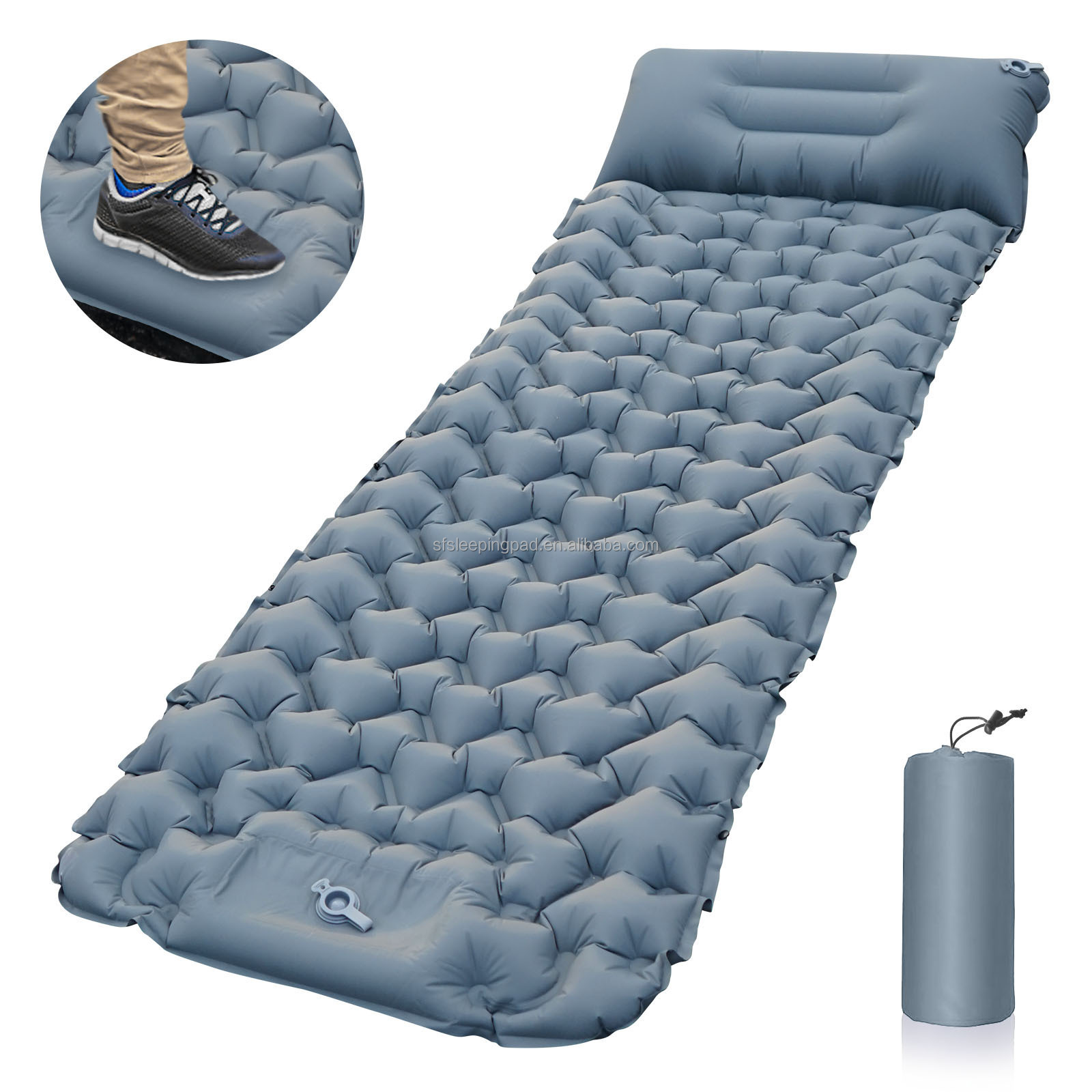 Wholesale Outdoor Self Inflating 40D Nylon TPU Air Mat Ultralight Air Mattress Camping Sleeping Pad