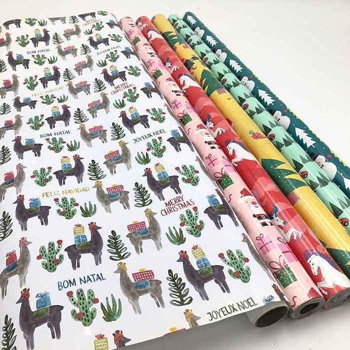 Wholesale Fancy Design 70 cm x 6 m Jumbo Size Christmas Gift Wrapping Paper Rolls