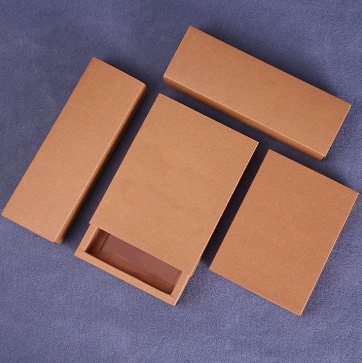 High Quality Custom Logo Brown Kraft Paper Folded Drawer Gift Box for Jewelry Packaging