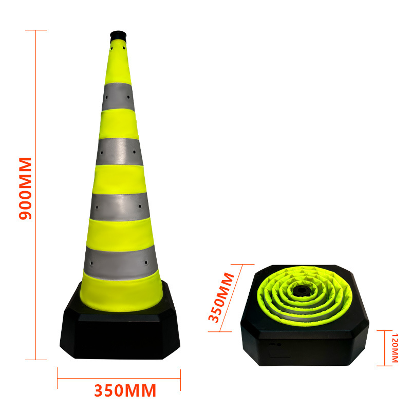 36 inch Portable roadblock orange pvc reflective road cones reflector 900 mm safety collapsing cone