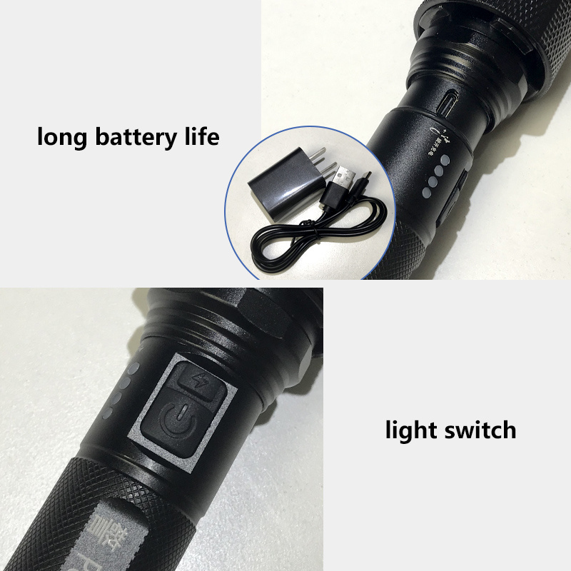 Multi-function strong flashlight baton light rechargeable led flash warning traffic safety stick baton for staff