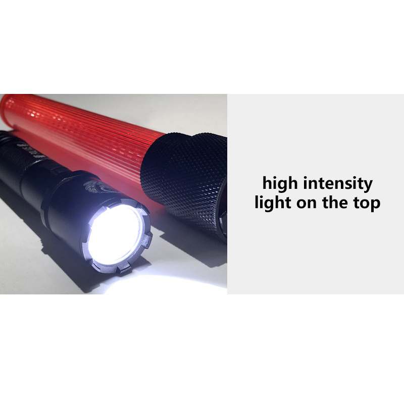 Multi-function strong flashlight baton light rechargeable led flash warning traffic safety stick baton for staff