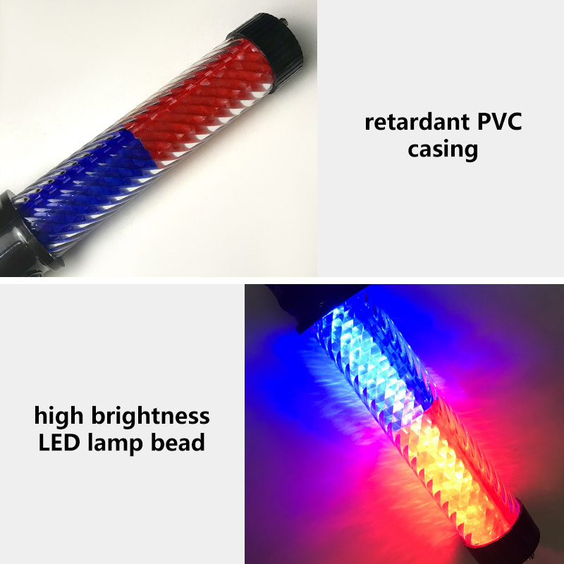 Manufacture warning traffic baton led flashlight rechargeable whistle red blue strobe baton wand light traffic stick