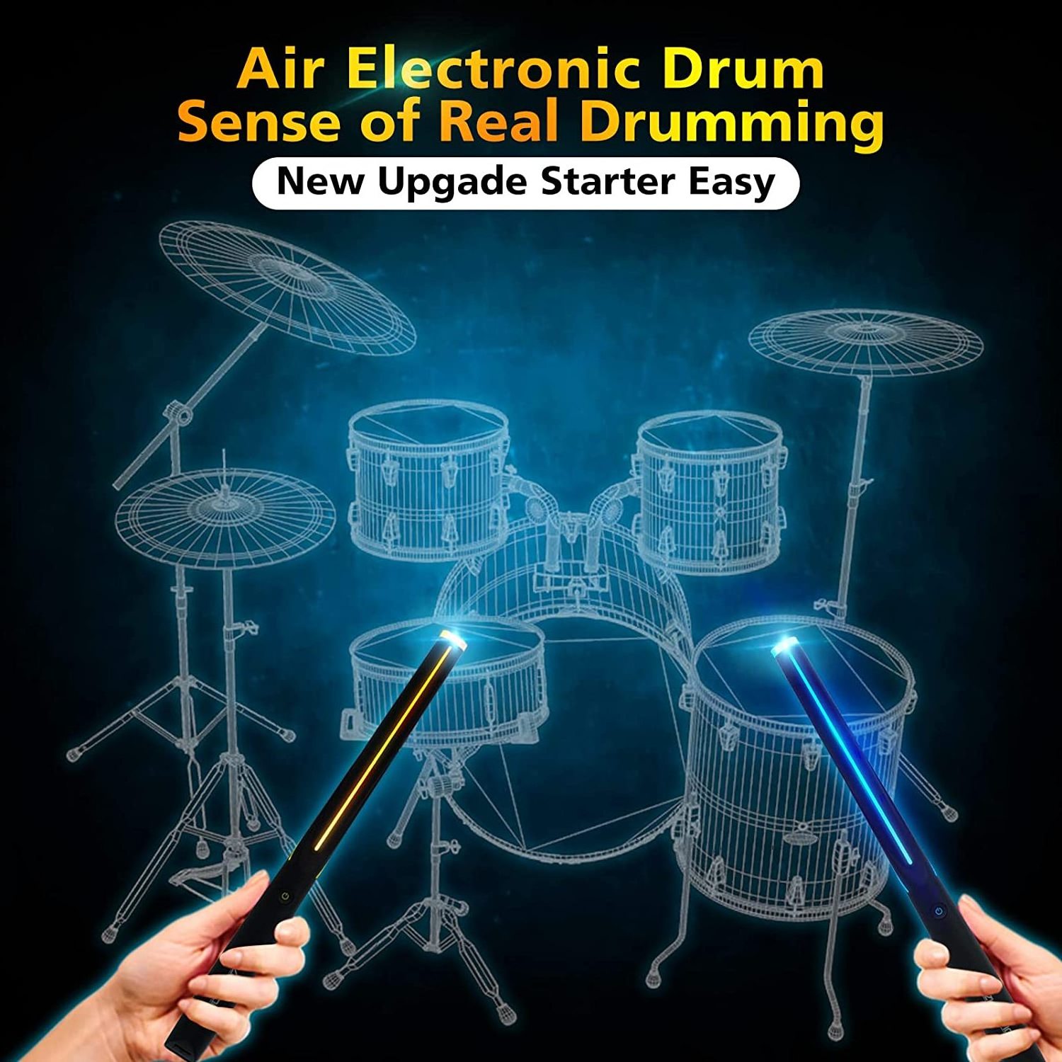 Somatosensory Drum Kit Electronic Drumsticks Virtual Air Drum Stick with Drum Control Console for Beginners Induction Toys