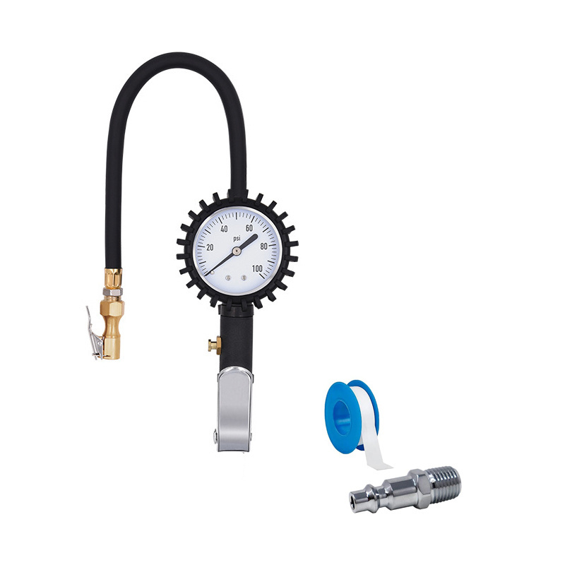 250psi custom logo dial brass chuck handheld automatic tire inflator with pressure gauge 1/4 npt