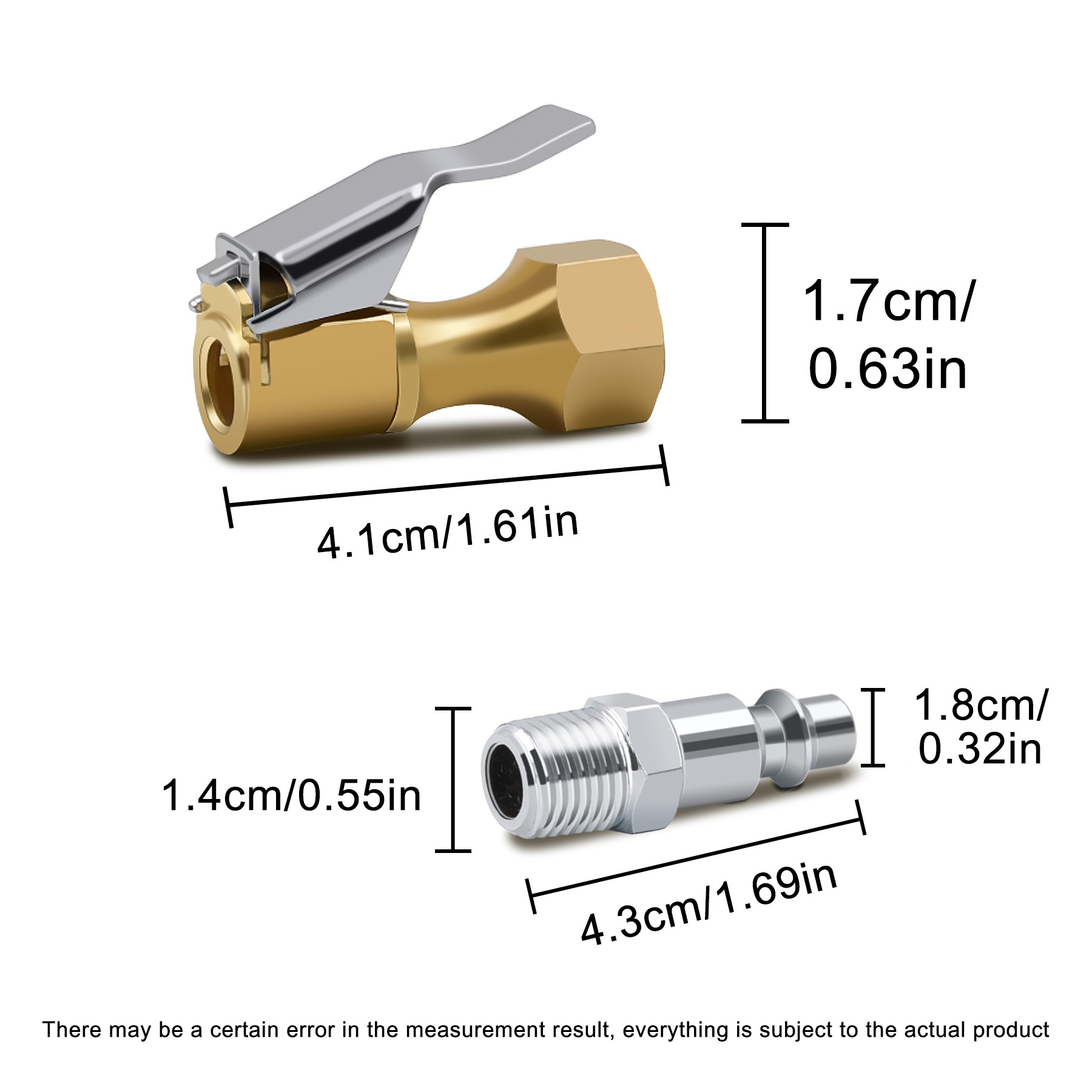 Brass Air Chuck Closed Flow Tire Chuck Heavy Duty Lock on Tire Inflator Chuck with Clip Truck Tire Hand Tool 15-45days Color Box