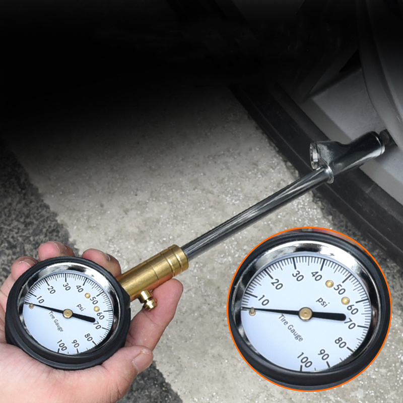 dual head stainless steel straight air chuck analog dial tire deflator pressure gauge for truck