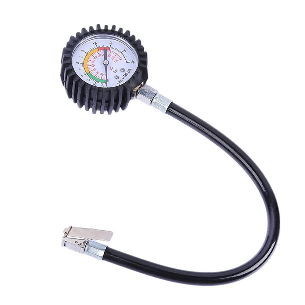 manufacturer straight Chuck 0-220 psi analog truck air tire pressure gauge with flexible hose