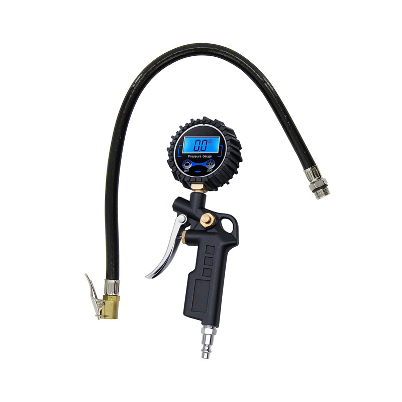 New 1 psi accuracy 250psi digital lcd brass chuck tire pressure Gauge inflator AAA battery included