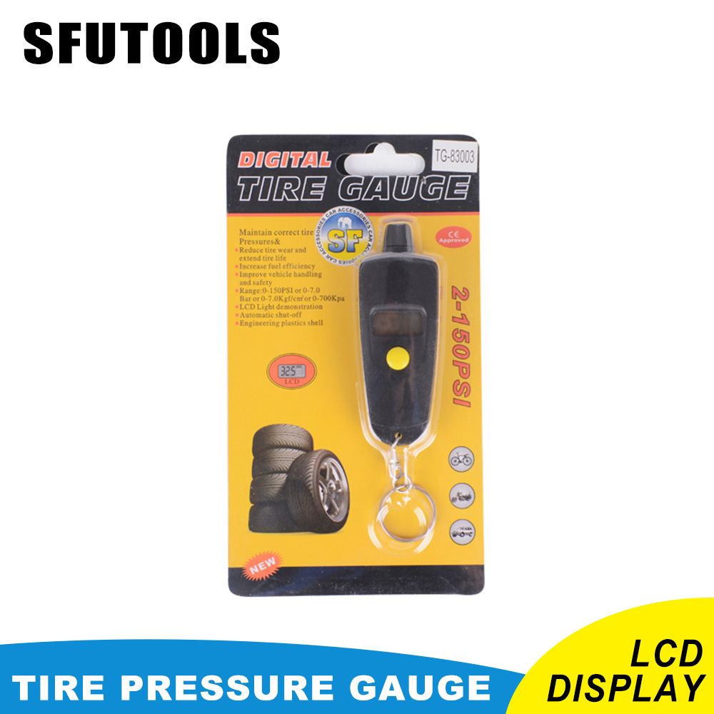 LCD Display Digital Tire Gauge with keychain 150PSI Tyre pressure Gauge