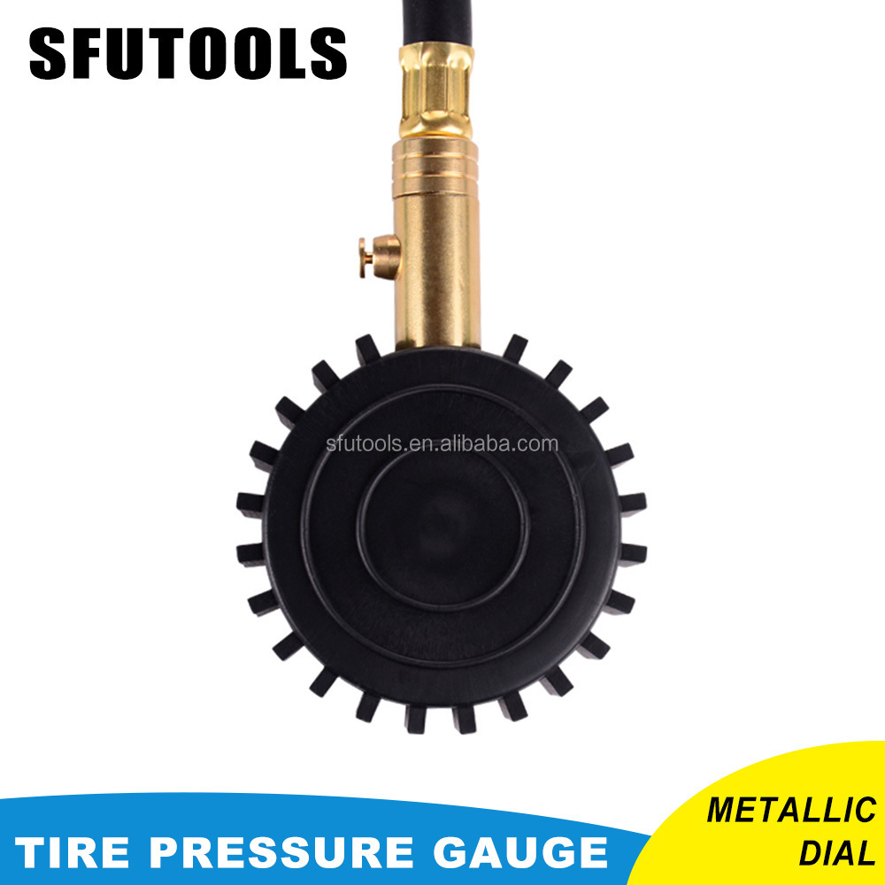 SFUTOOLS Tire Pressure Gauge, Heavy Duty - Best for Car & Motorcycle 0-100 PSI with Hose Tire Tpms Tire Temperature Monitor Dial