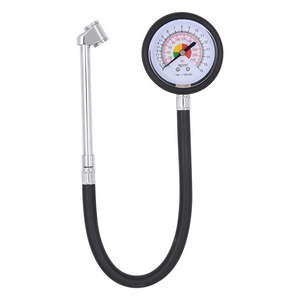 manufacturer straight Chuck 0-220 psi analog truck air tire pressure gauge with flexible hose