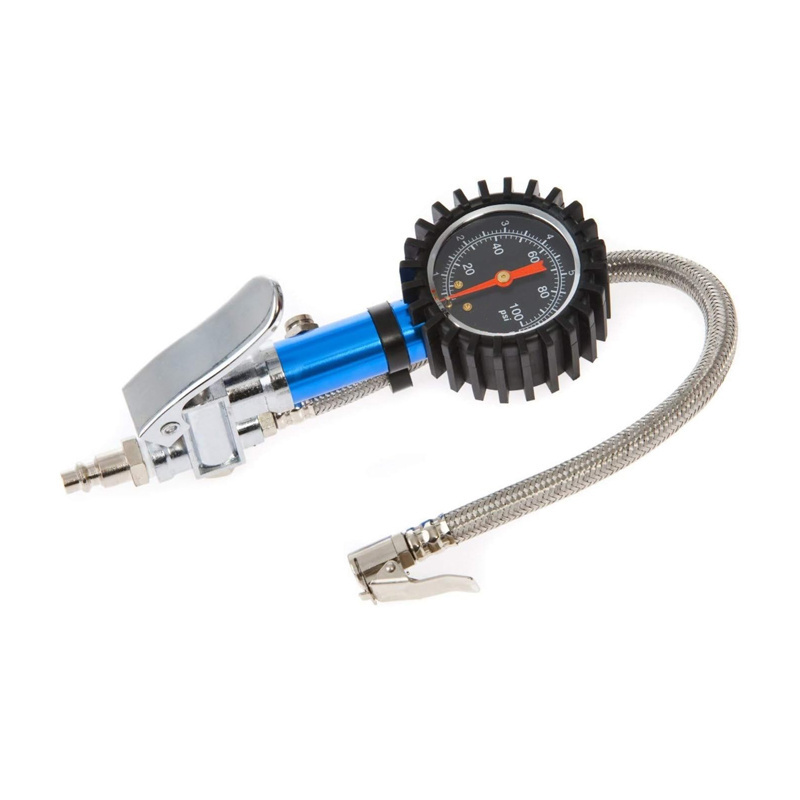 250psi custom logo dial brass chuck handheld automatic tire inflator with pressure gauge 1/4 npt