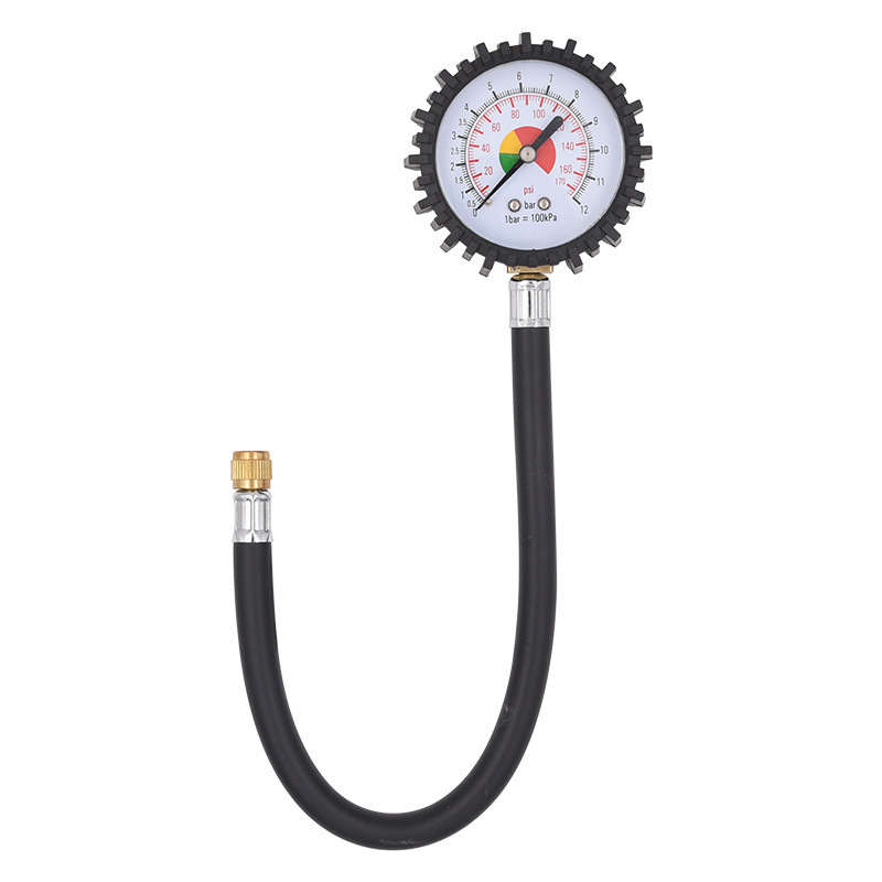 manufacturer straight Chuck 0-220 psi analog truck air tire pressure gauge with flexible hose