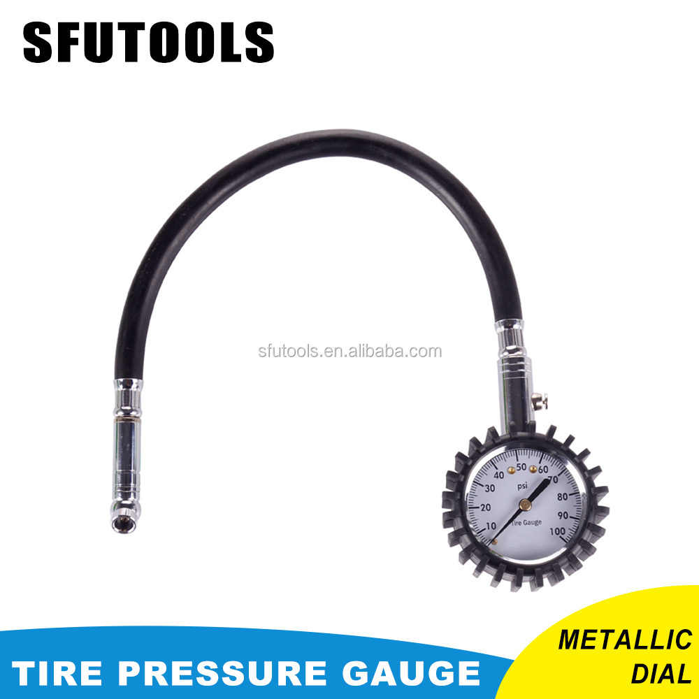 SFUTOOLS Tire Pressure Gauge, Heavy Duty - Best for Car & Motorcycle 0-100 PSI with Hose Tire Tpms Tire Temperature Monitor Dial