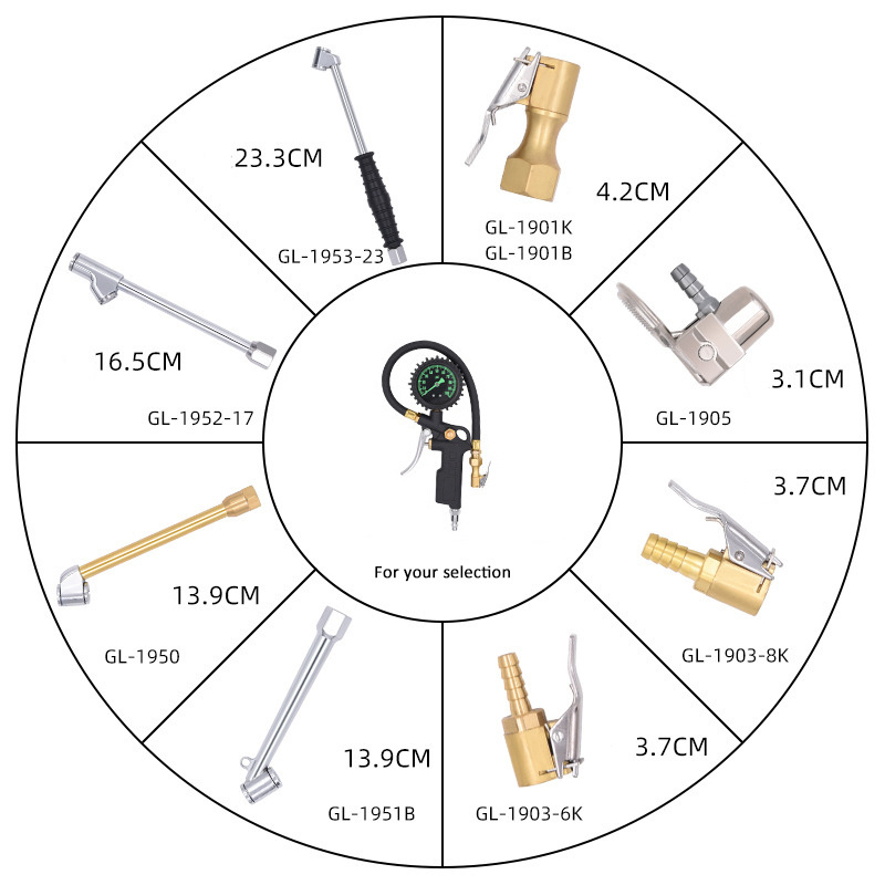 100psi 2.5 inch easy read glow dial  tire inflator Gauge with brass air chuck for SUV, Truck, RV