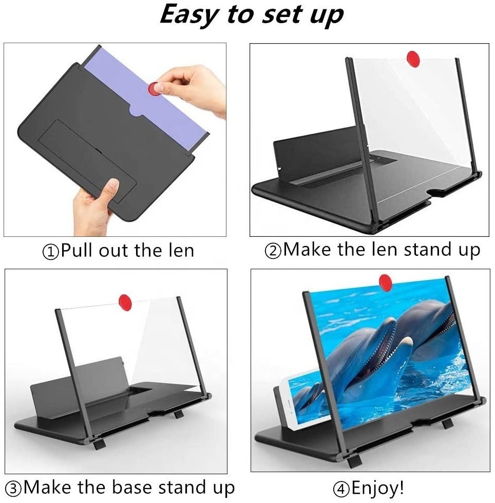 Magnifier Screen 3d Enlarged Video Desktop Holder Supplier Magnify Signal Booster Mobile Phone Amplifier