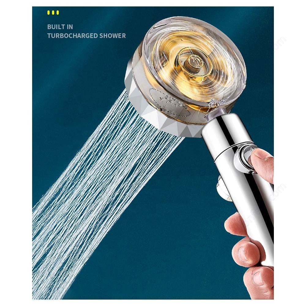 Water Saving Flow 360 Degree Rotate Abs Rain High Pressure Spray Bathroom Fan Spa Pp Filter Inside Ducted Turbo Bath Shower Head