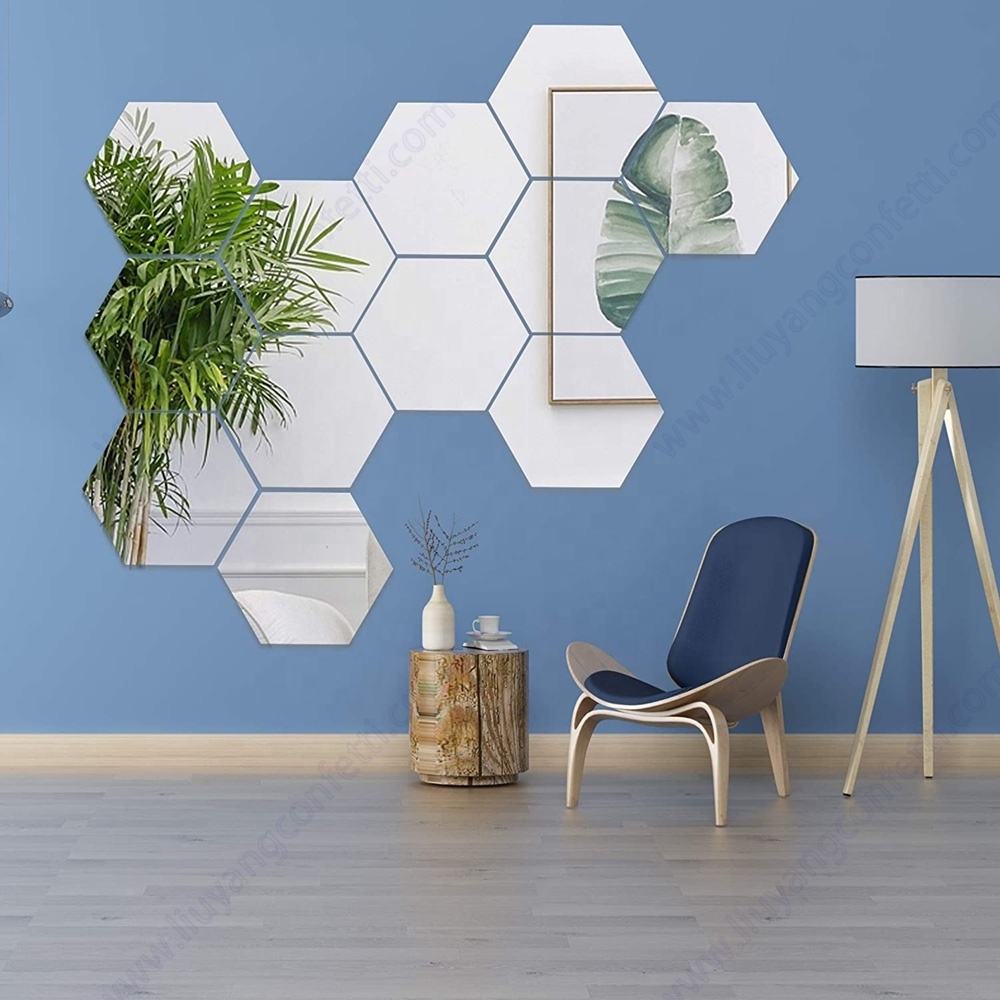 Wall Stickers Sheet Decor Non-glass Vinyl Square Acrylic Car Anti Fog Hexagon Pvc Flower 3d Background Mirror Sticker