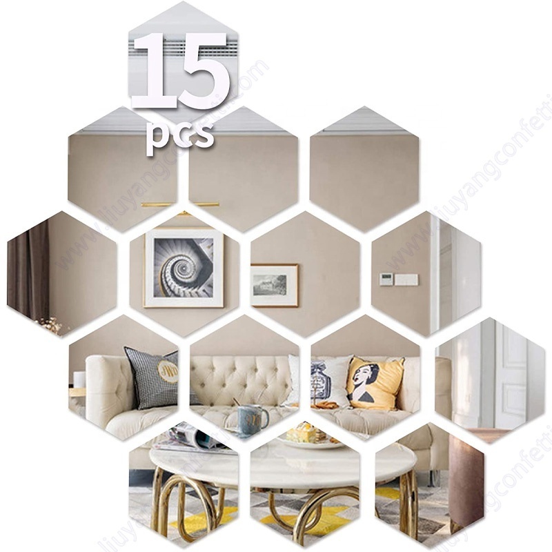 Wall Stickers Sheet Decor Non-glass Vinyl Square Acrylic Car Anti Fog Hexagon Pvc Flower 3d Background Mirror Sticker