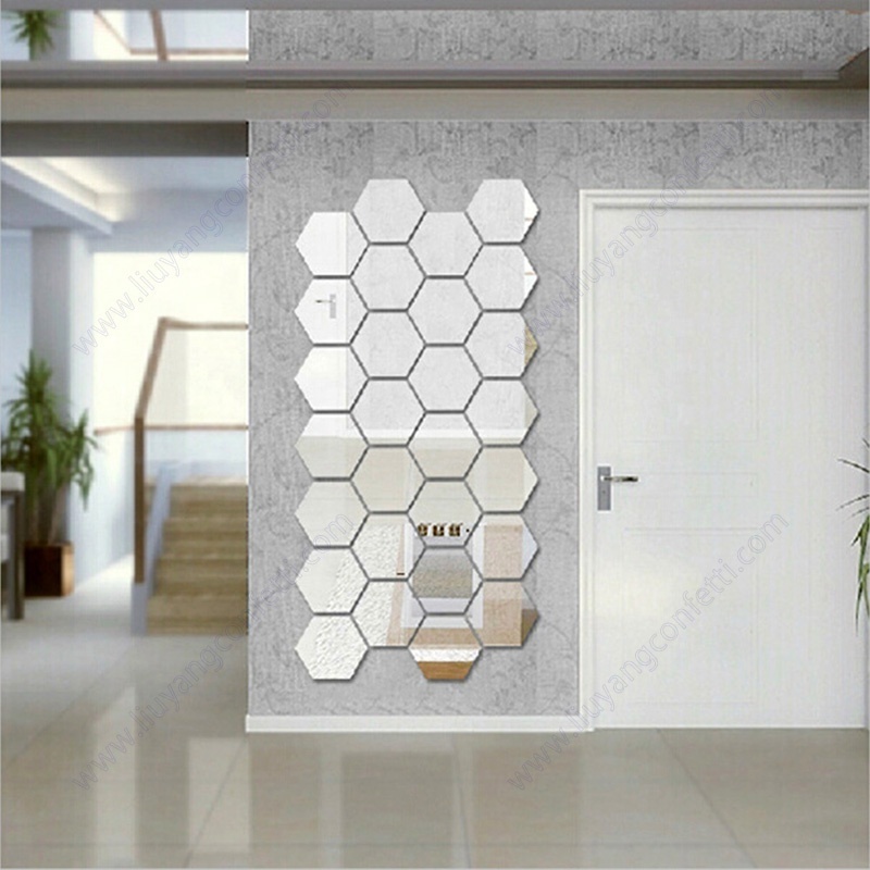 Wall Stickers Sheet Decor Non-glass Vinyl Square Acrylic Car Anti Fog Hexagon Pvc Flower 3d Background Mirror Sticker