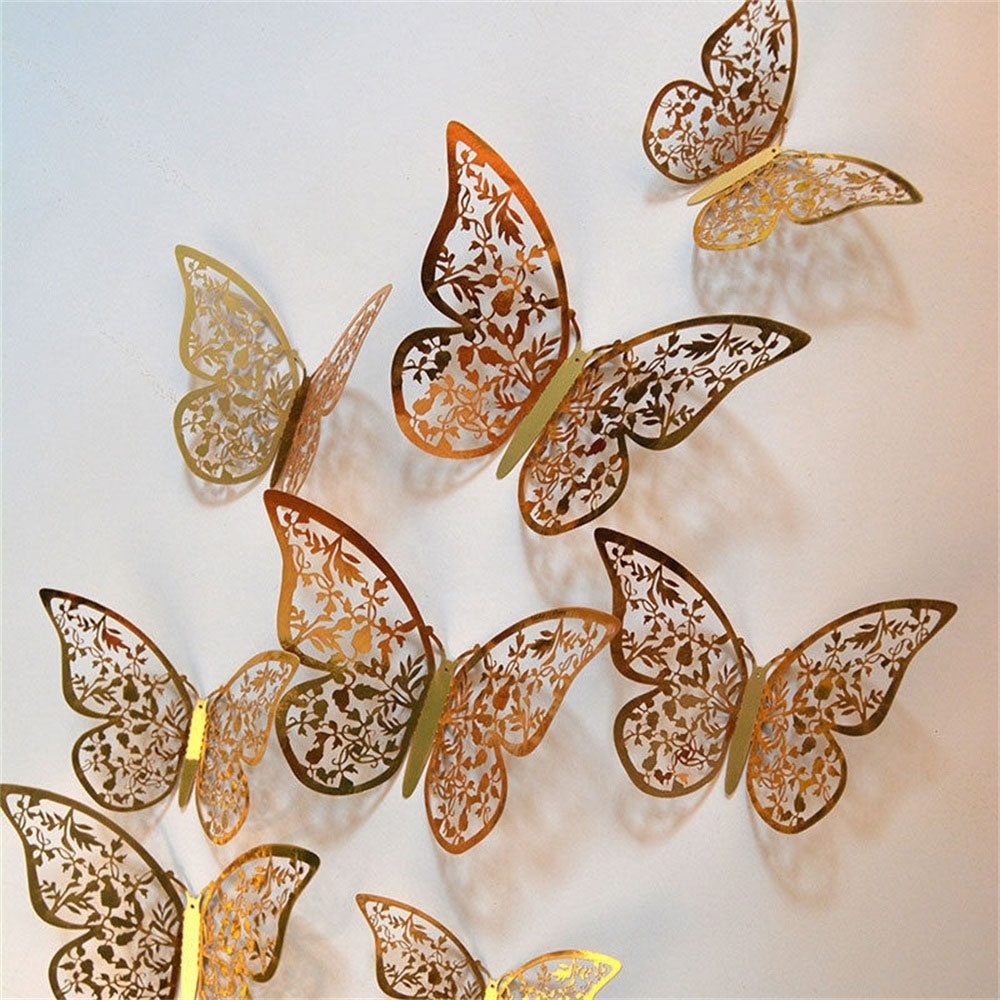 12pcs 4d Diy Wedding Decors Kids Room Decor 3d Flying Home Decoration Festival Party Hollow Butterflies Butterfly Wall Sticker