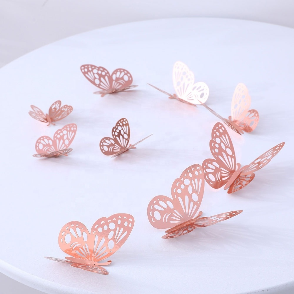 12pcs 4d Diy Wedding Decors Kids Room Decor 3d Flying Home Decoration Festival Party Hollow Butterflies Butterfly Wall Sticker