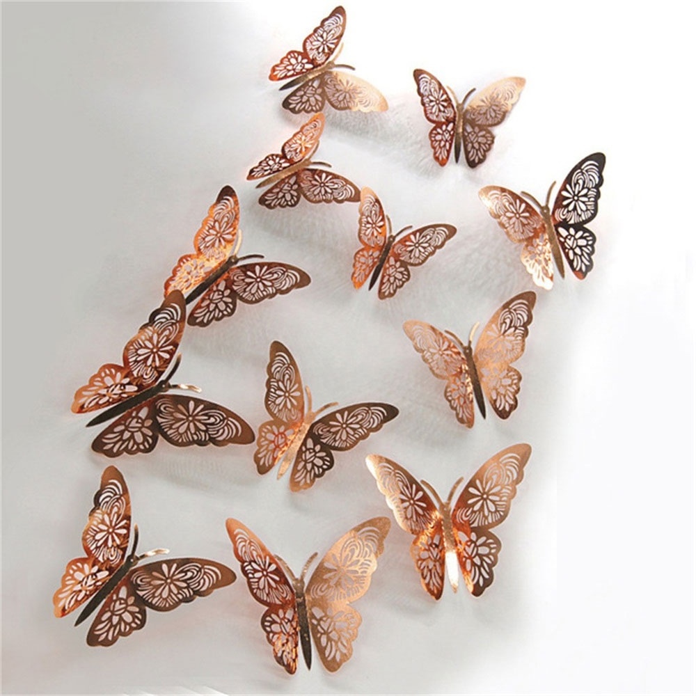 12pcs 4d Diy Wedding Decors Kids Room Decor 3d Flying Home Decoration Festival Party Hollow Butterflies Butterfly Wall Sticker