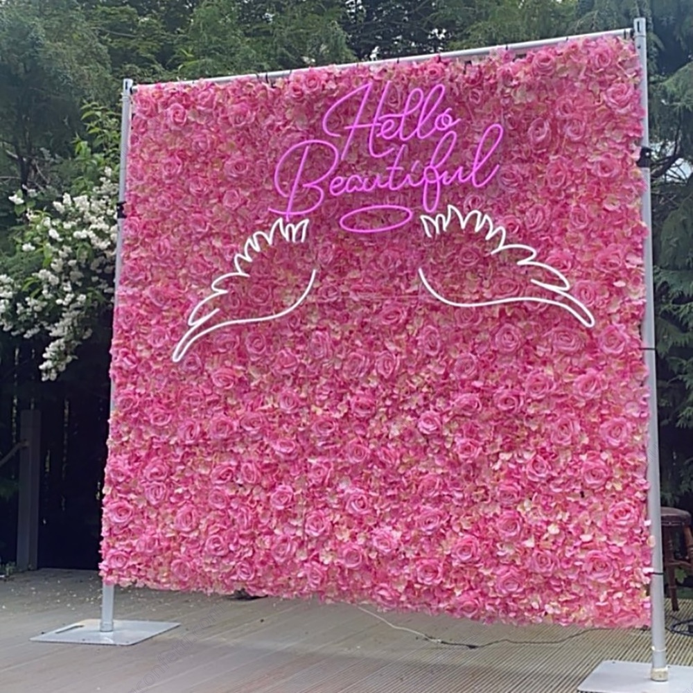 Custom 3D Cloth Flowerwall Wedding Artificial Silk Rose Flower Wall Panel Backdrop Artificial Flower Decorative Flowers For Wall