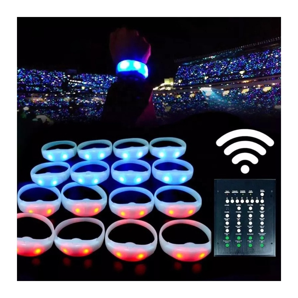 Event Festival Party Flash Up Concert Sound Activated Remote Silicone Light Led Bracelet Custom Logo Dmx Control Led Wristband