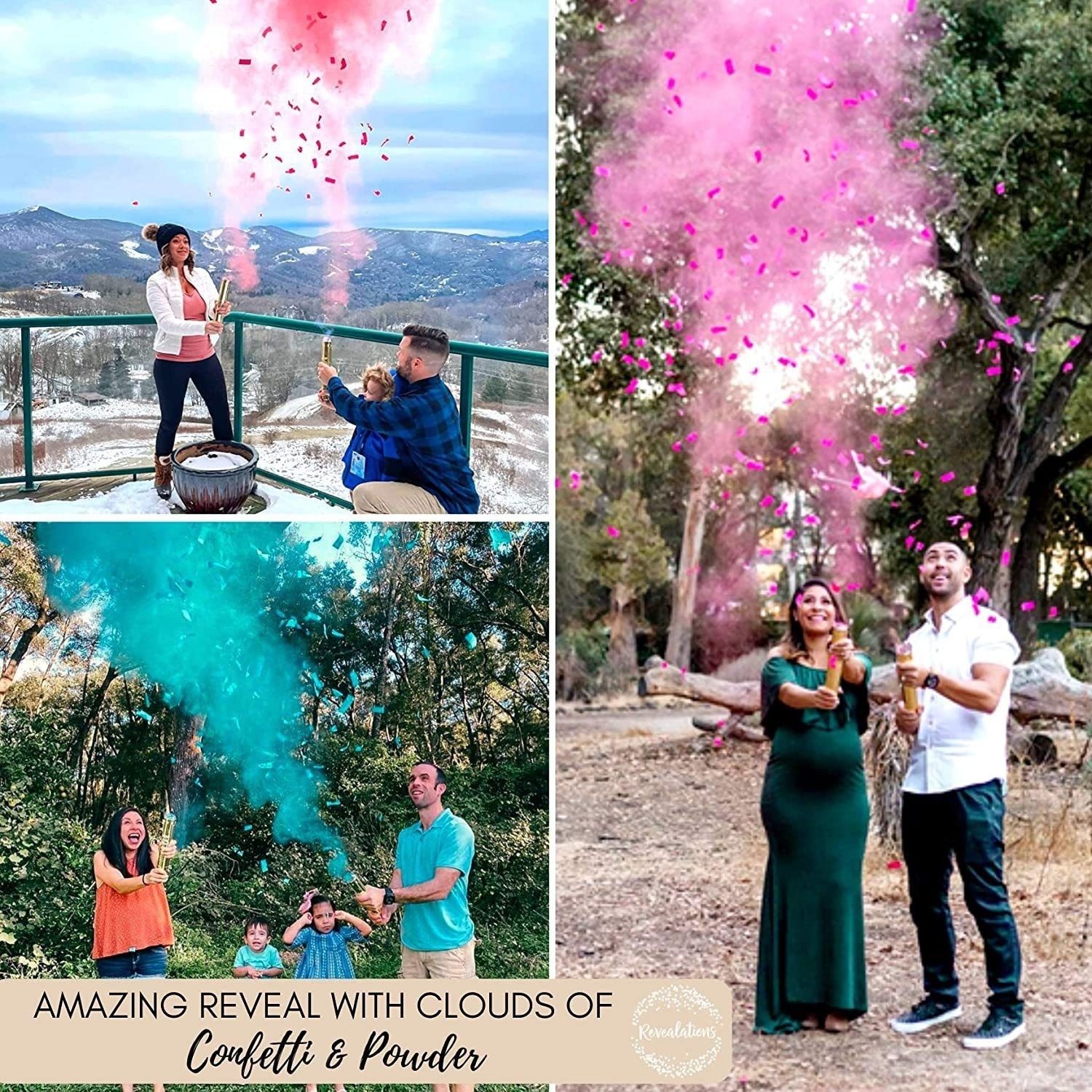 Wholesale Baby Shower Boy Girl Confetti Holi Gender Reveal Party Supplies Popper Smoke Powder Confetti Sticks Cannons