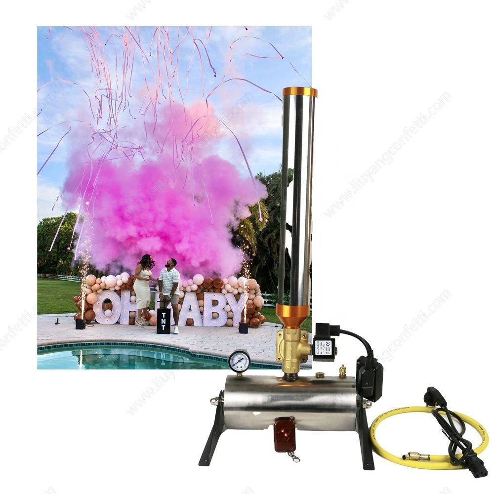 Baby Shower Electronic Remote Control Gender Reveal Smoke Machine Powder Fireworks Party Prop Colorful Confetti Cannon Machine