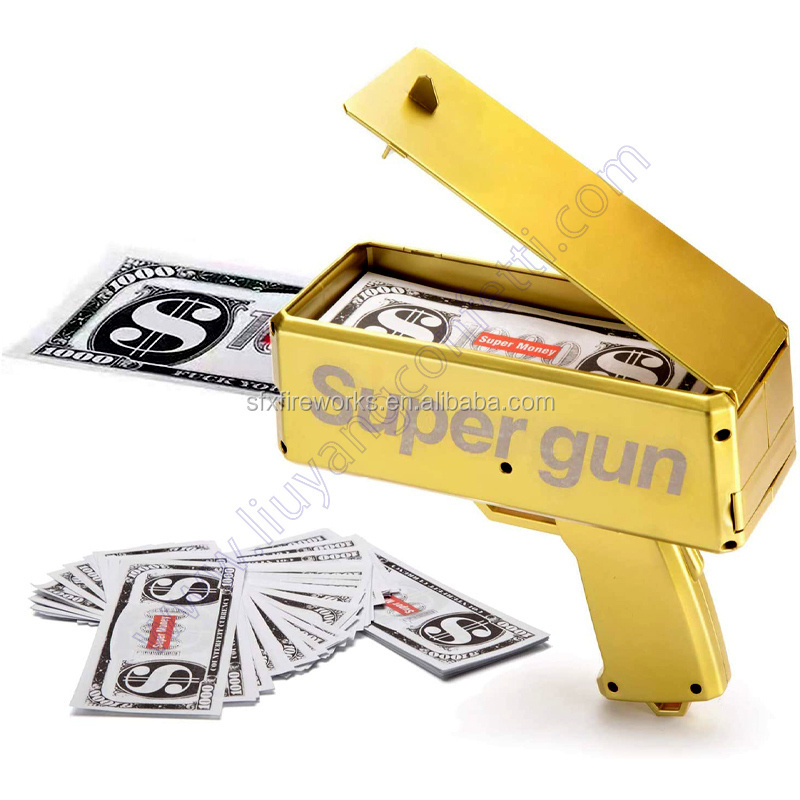 Money Gun Spray Shooter Super Toy Gold Cash Flying Machine Custom Customization Shoot Red Real Dispenser Pink Box Throwing Rain