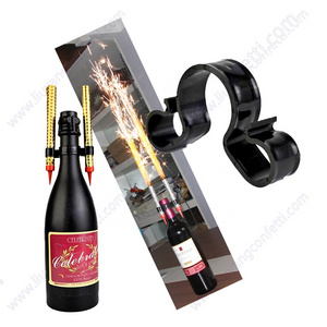 Single Champagne Bottle Birthday Candle Sparkler Firework Safety Ice Fountain Plastic Clip Holder Night Club Cake Party Wedding