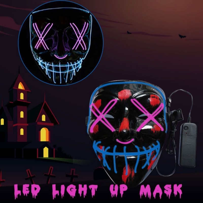 Masquerade Portable Halloween DJ Party Light Up Glowing Mask Fluorescent LED Mask Luminous Halloween Party Costume Purge Mask