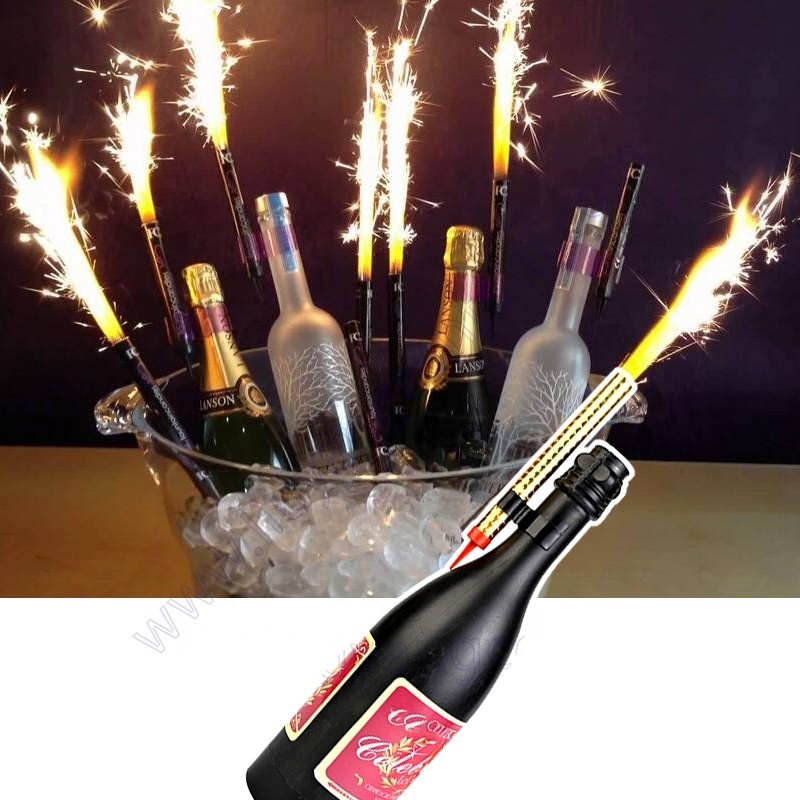 Single Champagne Bottle Birthday Candle Sparkler Firework Safety Ice Fountain Plastic Clip Holder Night Club Cake Party Wedding