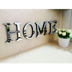 Decoration Diy Decals Removable Decor Silver Color Acrylic Geometric Hexagon 4 Letters Home Or Love 3d Mirror Wall Stickers