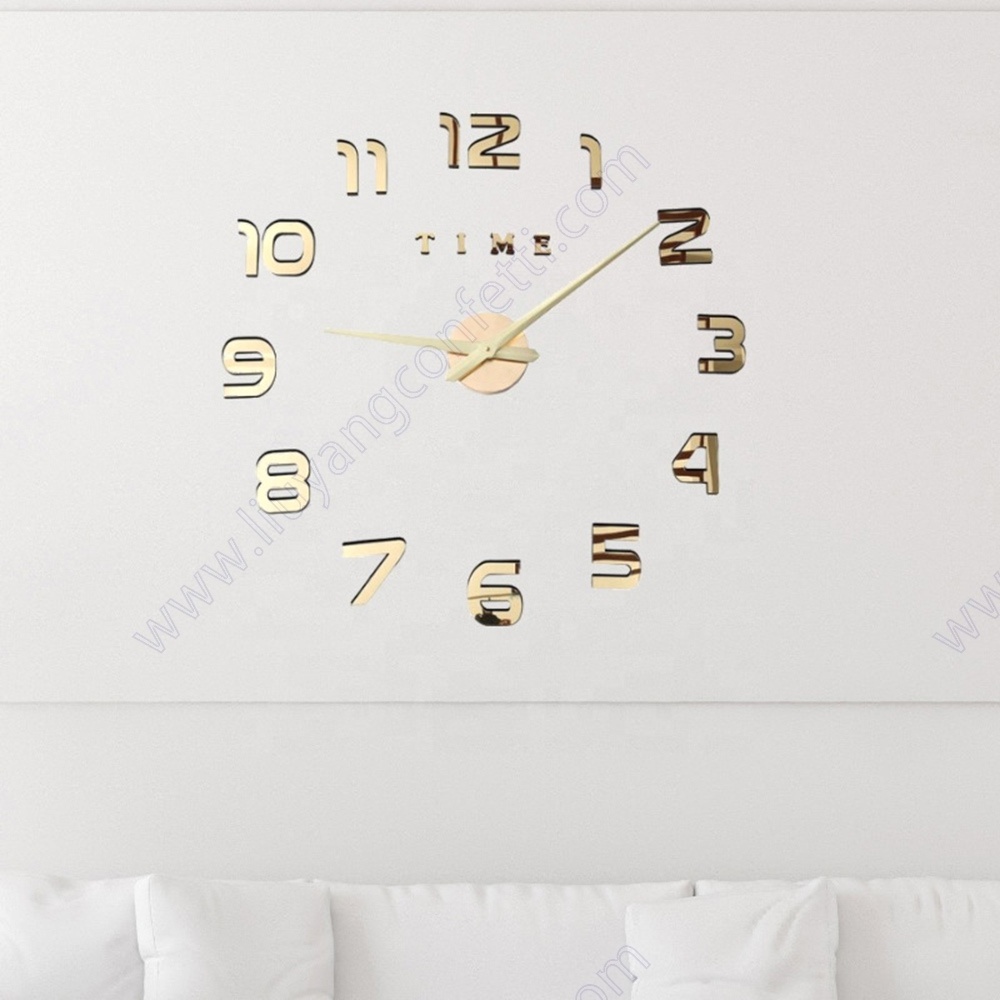 Diy Living Room Decor Acrylic Mirror Sticker Battery Operated Modern Home Decoration Office Bedroom Classroom Large Wall Clock