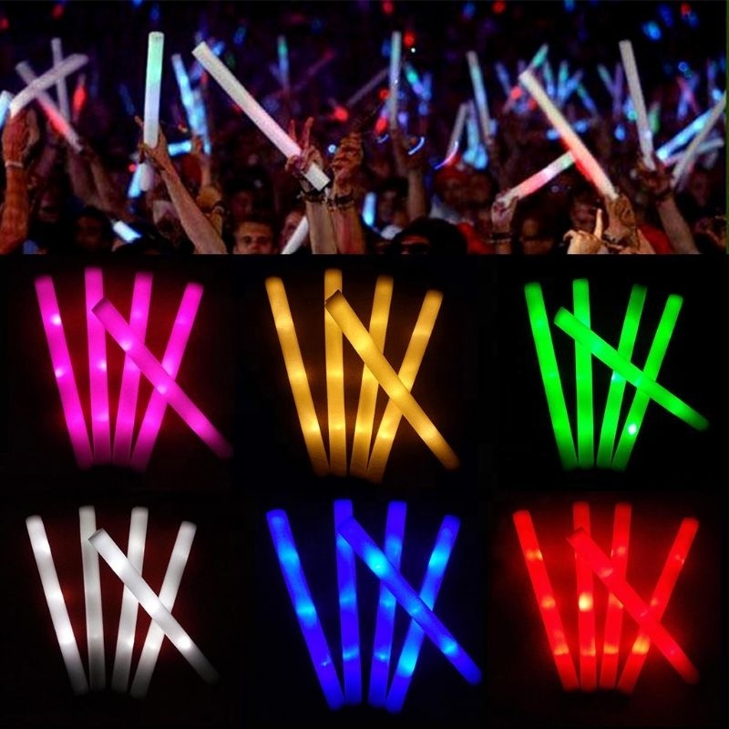 Red Soft Wand Rally Part Promotional Party Light Up Baton Bulk Low Moq Custom Logo In Dark Flashing White Led Foam Glow Stick