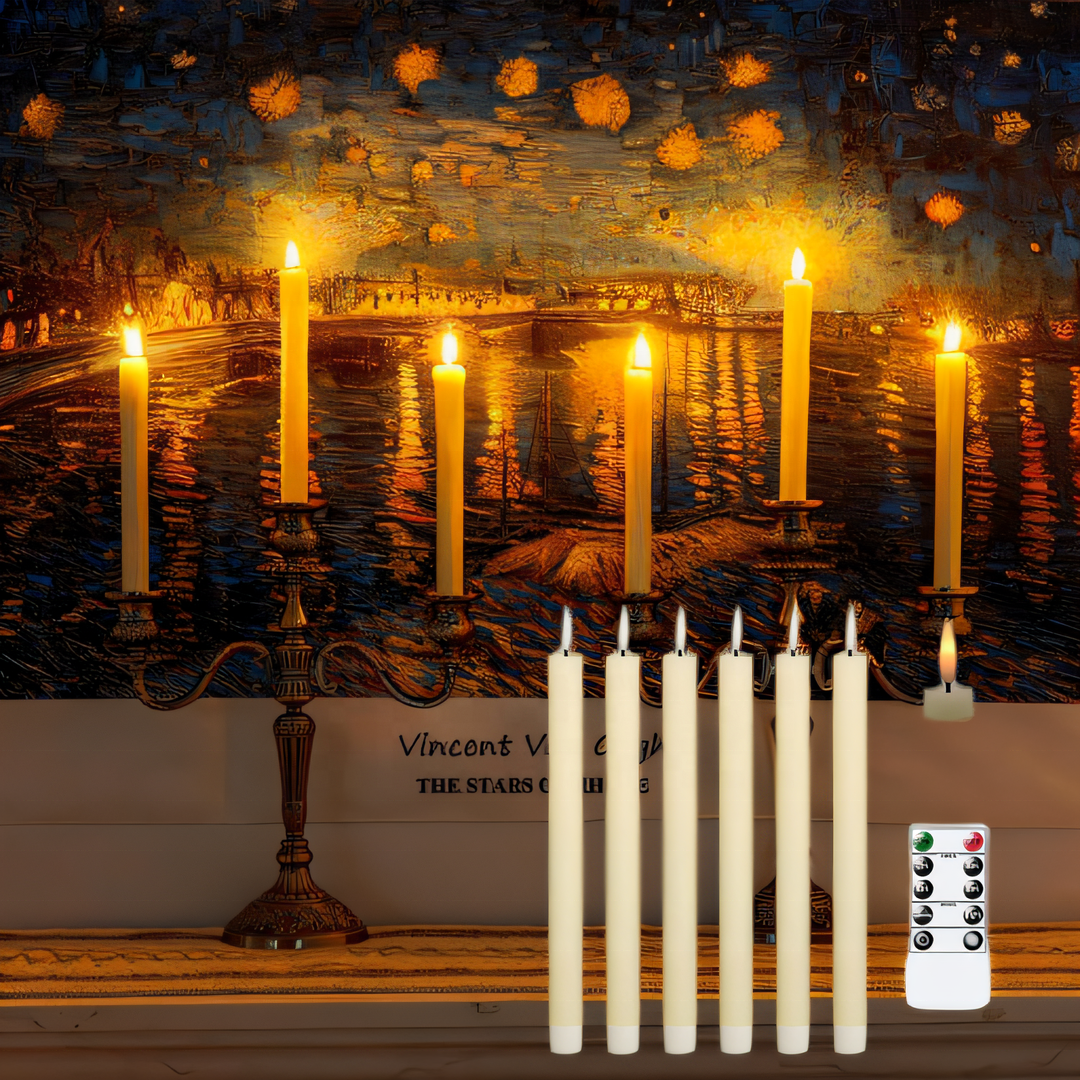 Set of 2 real wax wedding electric flickering flameless battery operated decorative led taper candle with new flame