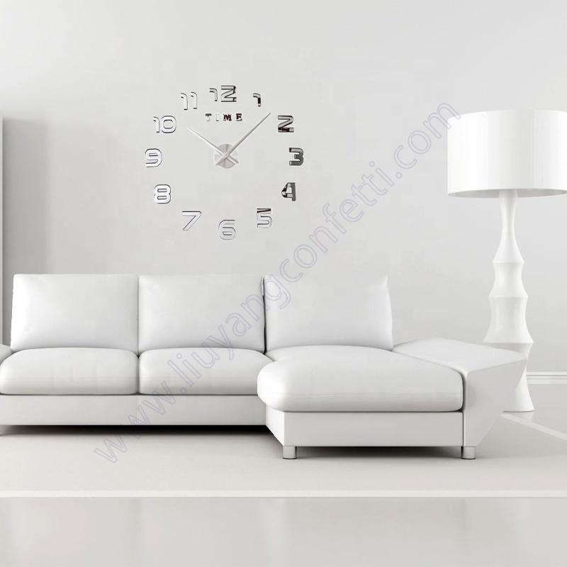 Diy Living Room Decor Acrylic Mirror Sticker Battery Operated Modern Home Decoration Office Bedroom Classroom Large Wall Clock