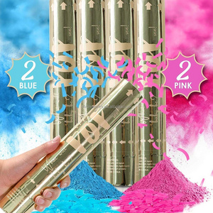 Baby Shower Gender Reveal Confetti Powder Cannon Gender Reveal Party Supplies Popper- Smoke Powder & Confetti Sticks Cannons