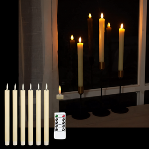 Set of 2 real wax wedding electric flickering flameless battery operated decorative led taper candle with new flame