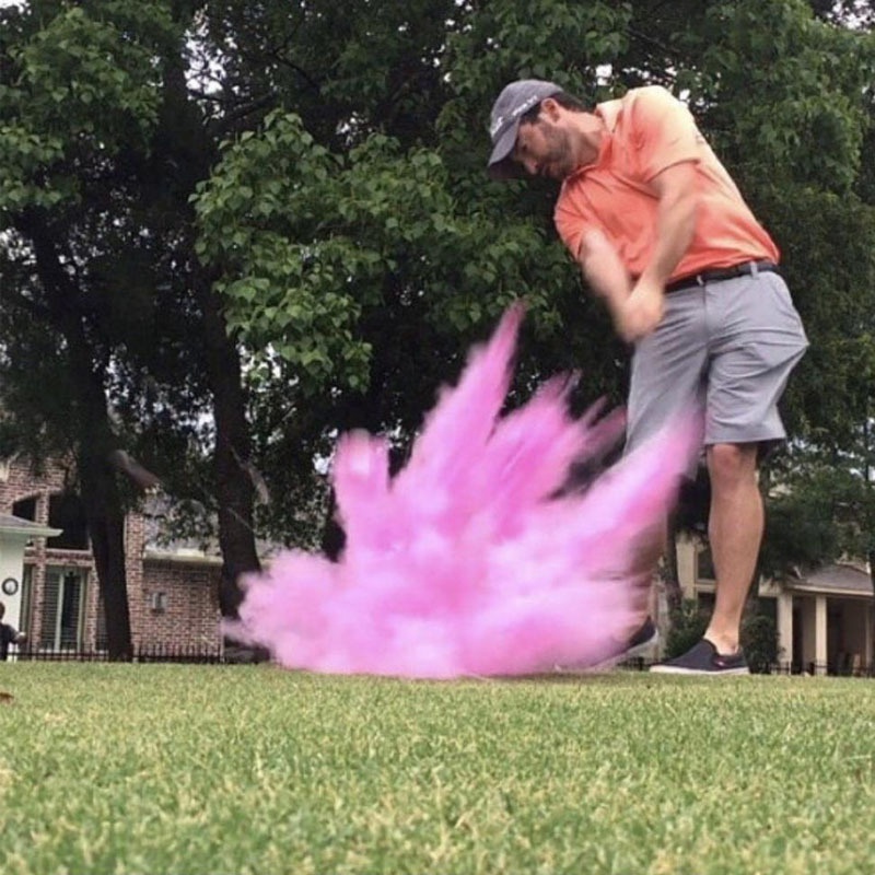 Pink Blue Dust Golf Ball Birthday Event Party Idea Powder Cannon Balloon Confetti Game Smoke Backdrop Gender Reveal Decorations