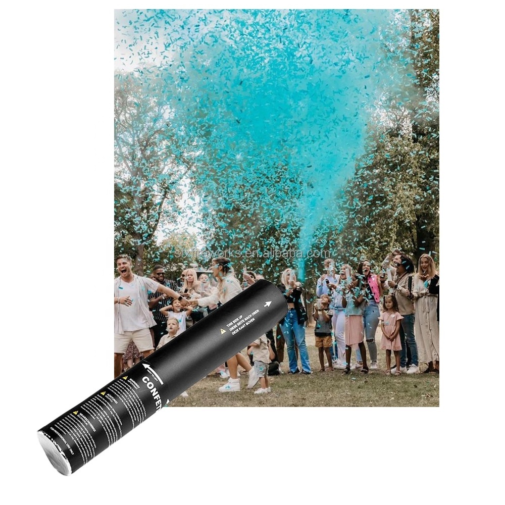 Baby Shower Gender Reveal Confetti Powder Cannon Gender Reveal Party Supplies Popper- Smoke Powder & Confetti Sticks Cannons