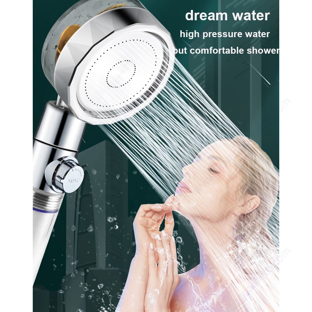 Water Saving Flow 360 Degree Rotate Abs Rain High Pressure Spray Bathroom Fan Spa Pp Filter Inside Ducted Turbo Bath Shower Head