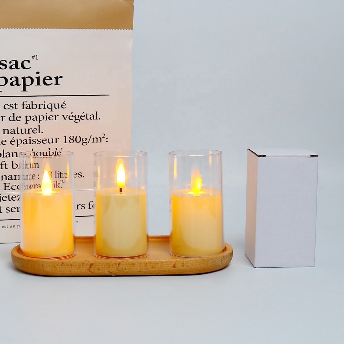 Battery Wax Home Flicker Pillar Light In Clear Glass Flame Electronic Moving Wick Flameless Led Remote Control Electric Candle